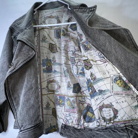 Vintage 80's Double-Breasted Denim Jacket S y2k - Picture 6 of 8